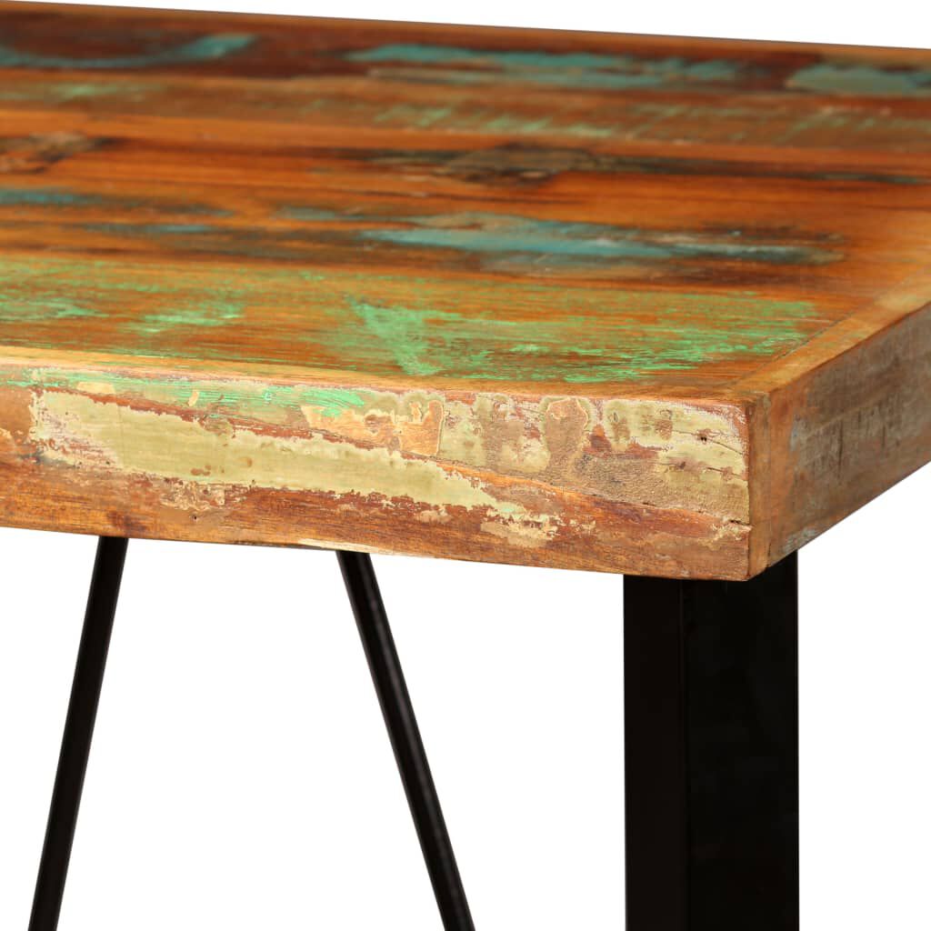 vidaXL Bar Set 3 Pieces Solid Wood Reclaimed and Genuine Leather