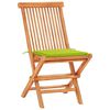 vidaXL 3 Piece Bistro Set with Bright Green Cushions Solid Teak Wood