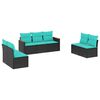 vidaXL 7 Piece Garden Sofa Set with Cushions Black Poly Rattan