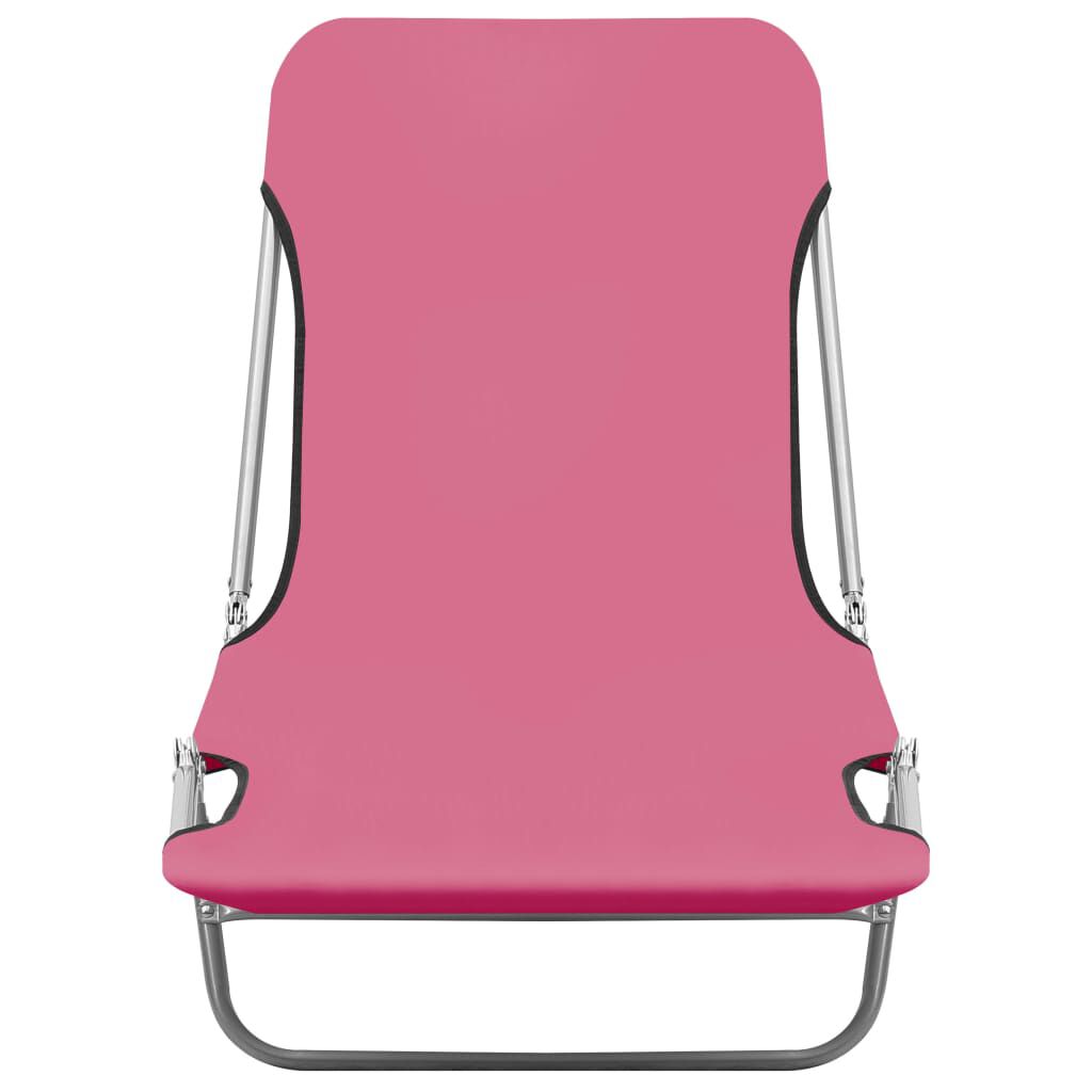 vidaXL Folding Sun Loungers 2 pcs Steel and Fabric Pink