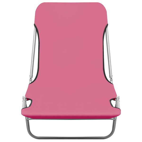 vidaXL Folding Sun Loungers 2 pcs Steel and Fabric Pink