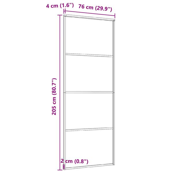 vidaXL Sliding Door Frosted ESG Glass and Aluminium 76x205 cm Black