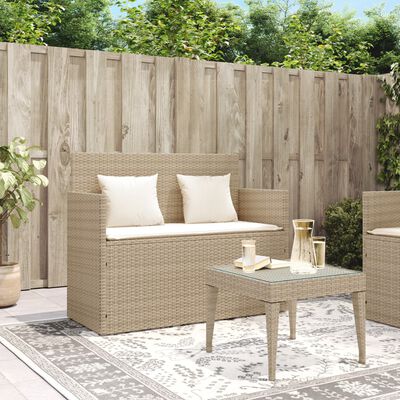 vidaXL Garden Bench with Cushions Beige Poly Rattan