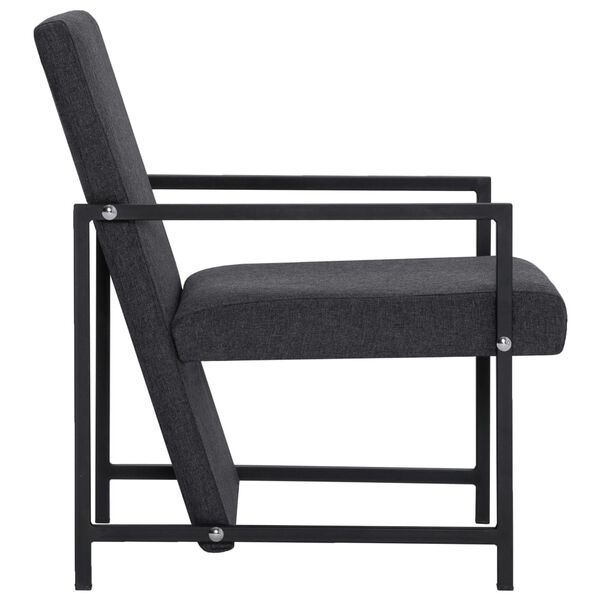vidaXL Armchair with Chrome Feet Dark Gray Fabric