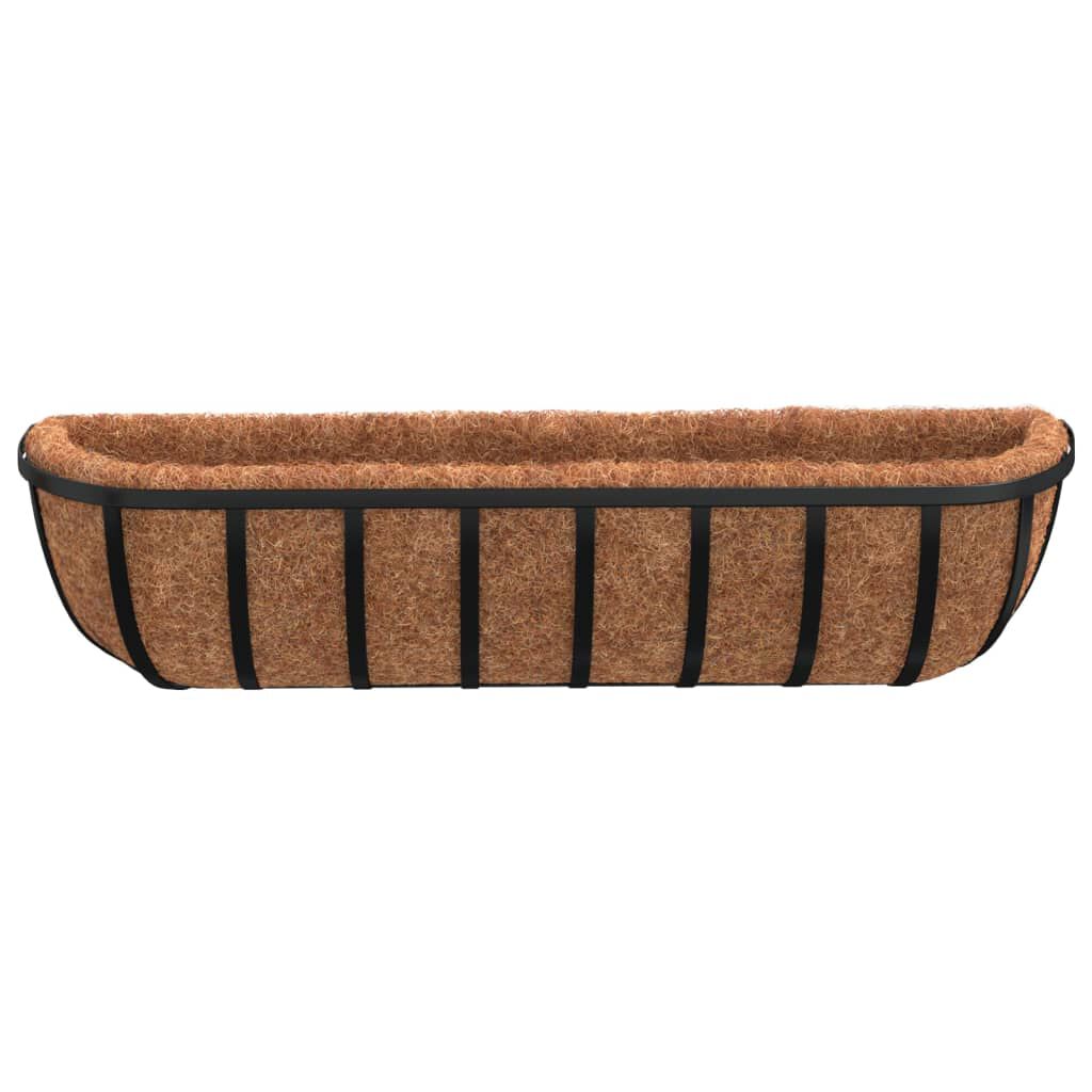 vidaXL Wall Troughs 2 pcs with Coco Liners Black 61x19x16 cm Steel