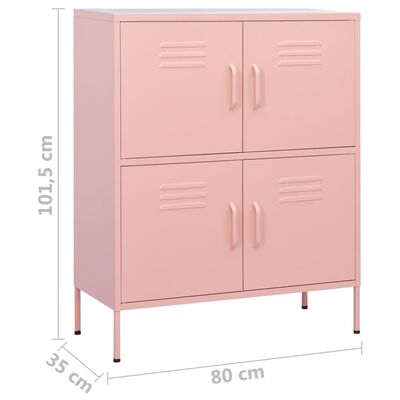 vidaXL Storage Cabinet Pink 80x35x101.5 cm Steel