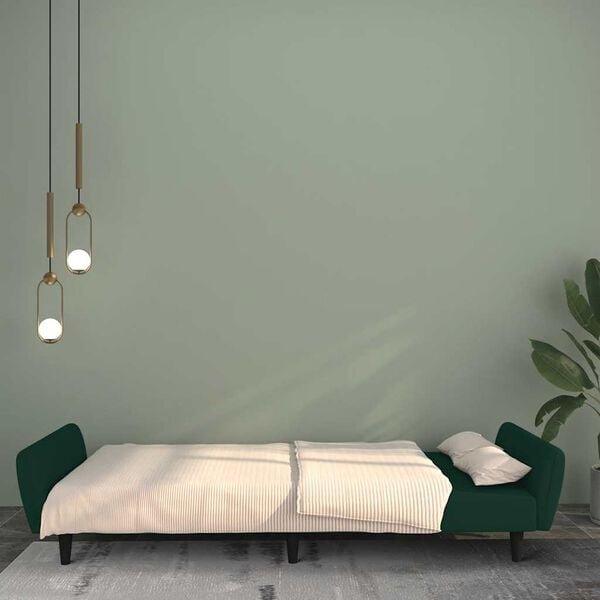 vidaXL 2-Seater Sofa Bed Dark Green Velvet
