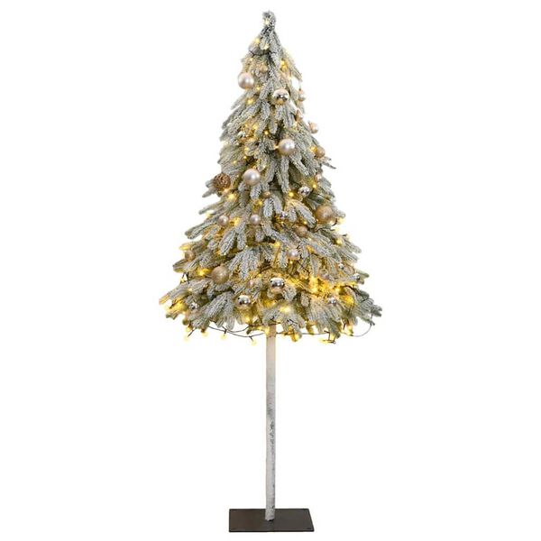 vidaXL Artificial Christmas Tree 150 LEDs&Ball Set&Flocked Snow 150 cm