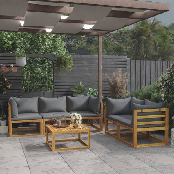 vidaXL 6 Piece Garden Lounge Set with Cushion Solid Acacia Wood