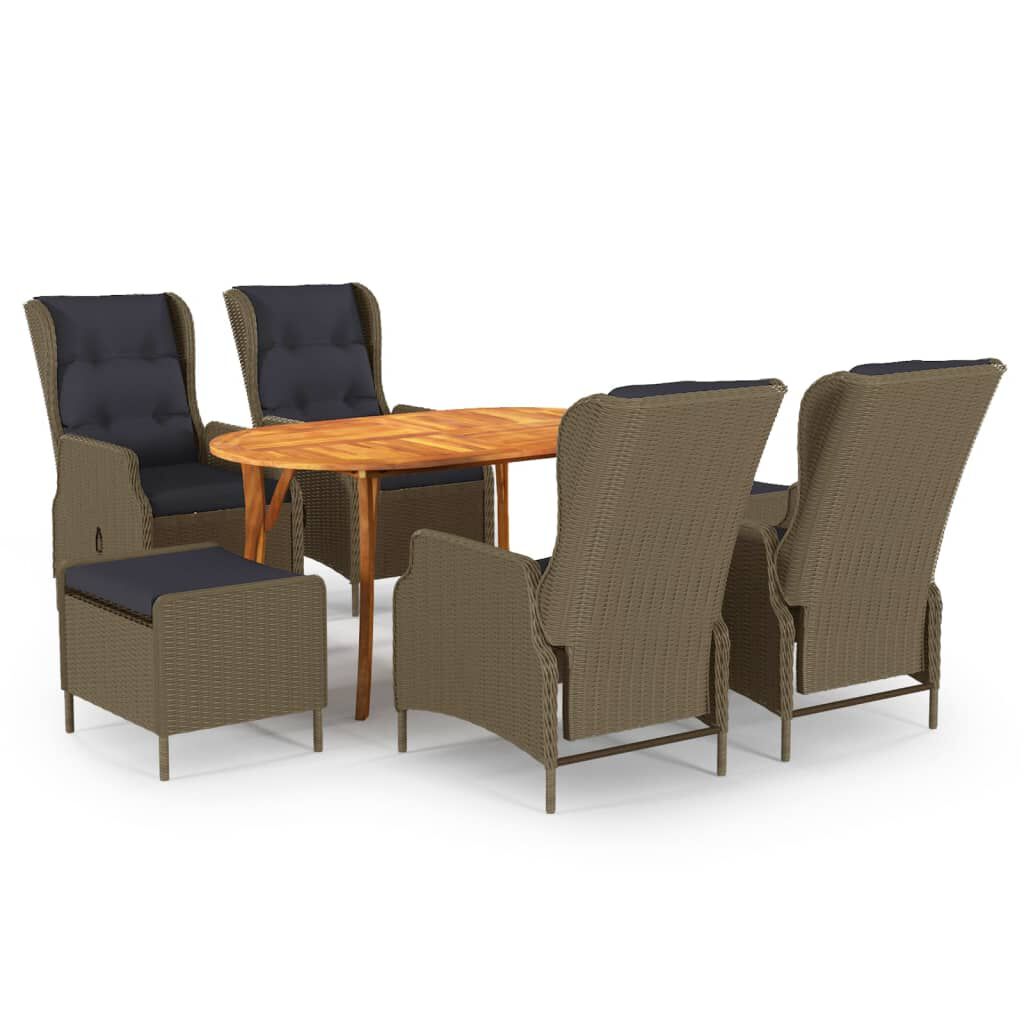 vidaXL 7 Piece Garden Dining Set Brown
