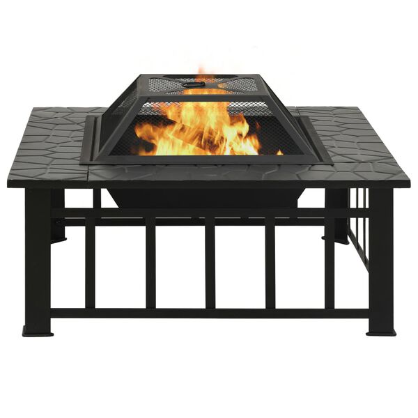 vidaXL Garden Fire Pit with Poker 81x81x47 cm XXL Steel