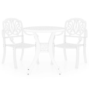 vidaXL 3 Piece Bistro Set Cast Aluminium White