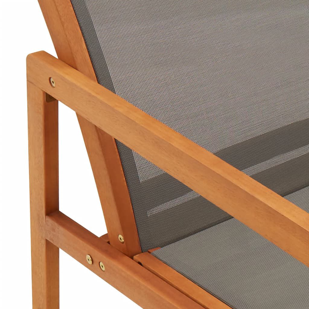 vidaXL Garden Chair with Footrest Grey Solid Eucalyptus Wood and Textilene