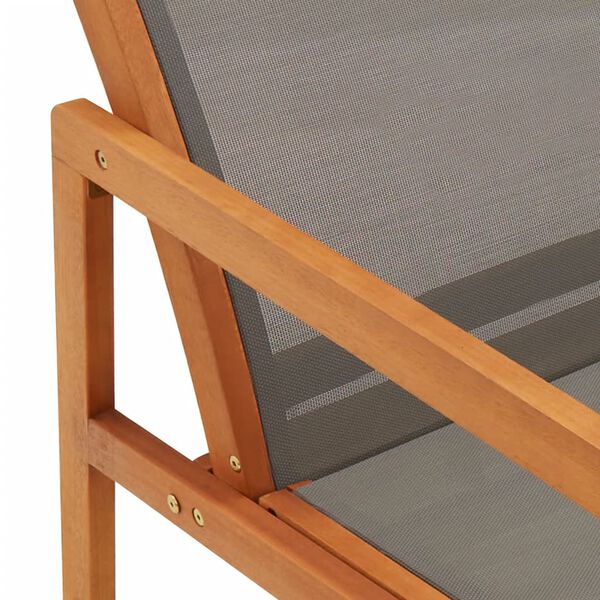 vidaXL Garden Chair with Footrest Grey Solid Eucalyptus Wood and Textilene