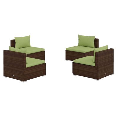 vidaXL 4 Piece Garden Lounge Set with Cushions Poly Rattan Brown