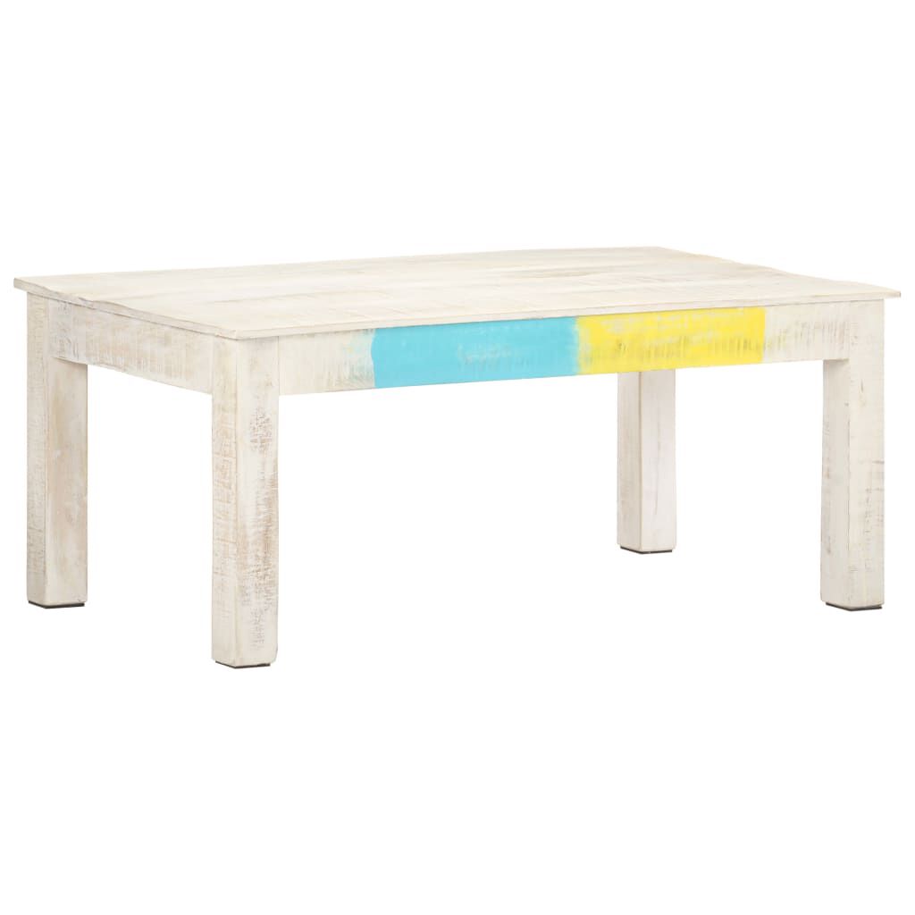 vidaXL Coffee Table White 110x60x45 cm Solid Mango Wood