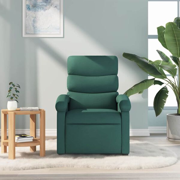 vidaXL Recliner Chair Dark Green Fabric
