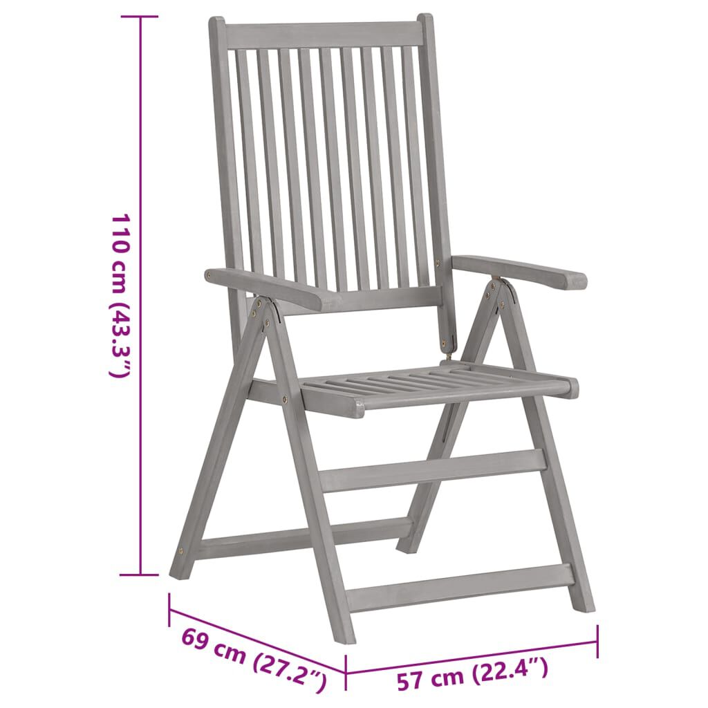 vidaXL Garden Reclining Chairs 6 pcs with Cushions Solid Acacia Wood