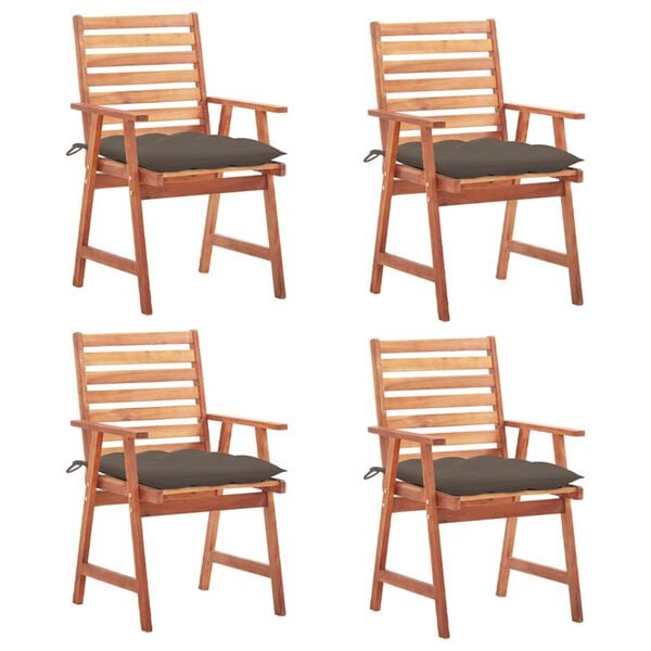 vidaXL Outdoor Dining Chairs 4 pcs with Cushions Solid Acacia Wood
