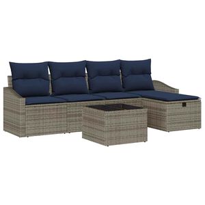 vidaXL Sofa Set with Cushion with Storage Grey Poly Rattan