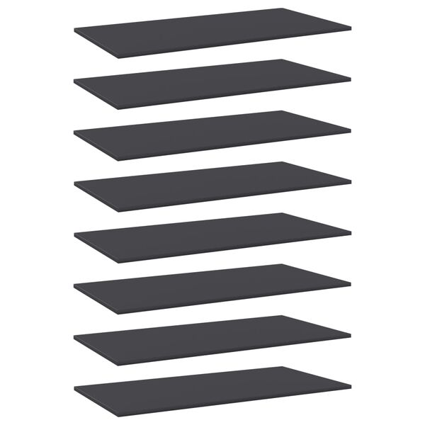 vidaXL Bookshelf Boards 8 pcs Grey 80x30x1.5 cm Engineered Wood
