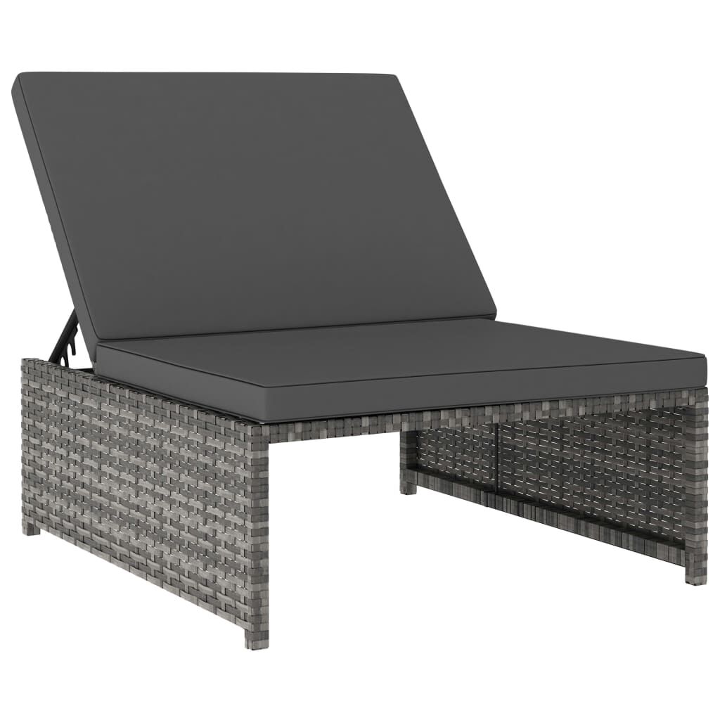 vidaXL Reclining Garden Chairs 2 pcs with Table Grey Poly Rattan