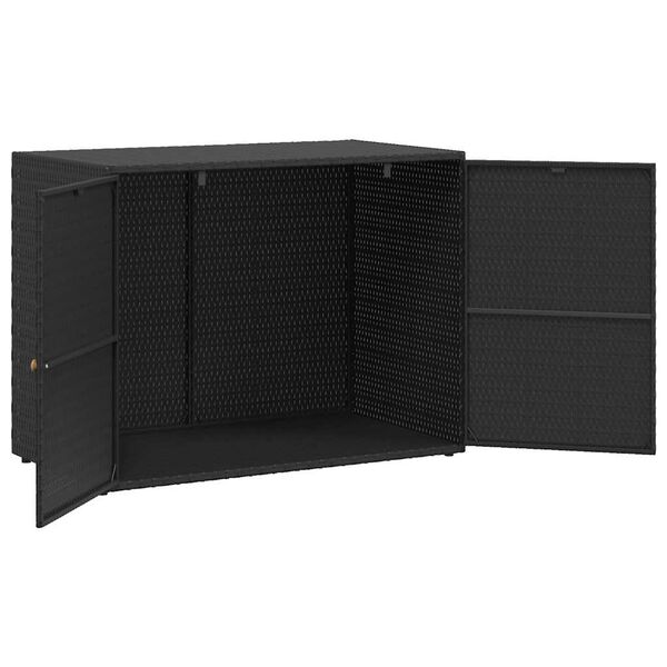 vidaXL Garden Storage Cabinet Black 100x55.5x80 cm Poly Rattan
