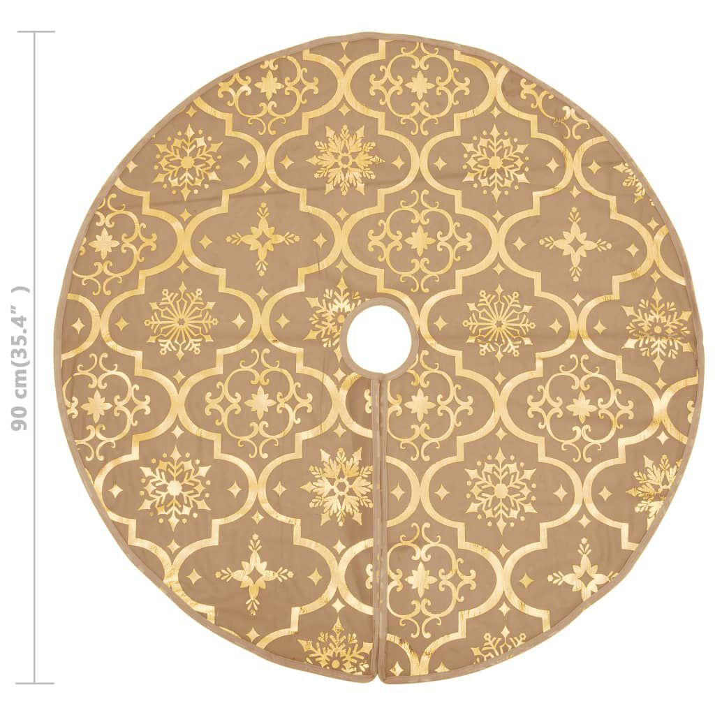 vidaXL Luxury Christmas Tree Skirt with Sock Yellow 90 cm Fabric