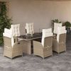vidaXL 7 Piece Garden Dining Set with Cushions Beige Poly Rattan