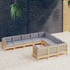 vidaXL 10 Piece Garden Lounge Set with Grey Cushions Pinewood