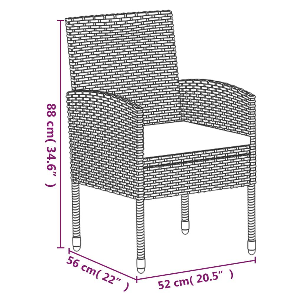 vidaXL 7 Piece Garden Dining Set with Cushions Black Poly Rattan