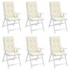 vidaXL Garden Highback Chair Cushions 6 pcs Cream 120x50x3 cm Fabric