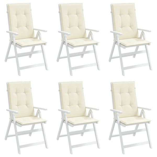 vidaXL Garden Highback Chair Cushions 6 pcs Cream 120x50x3 cm Fabric