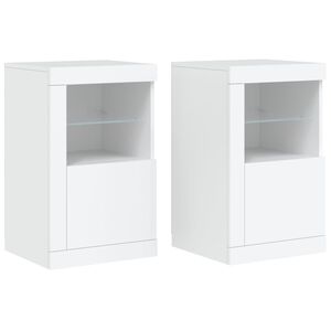 vidaXL Side Cabinets with LED Lights 2 pcs White Engineered Wood