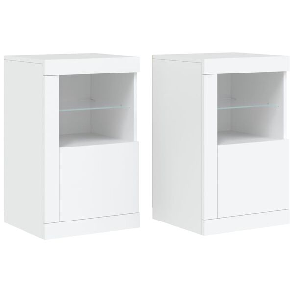 vidaXL Side Cabinets with LED Lights 2 pcs White Engineered Wood