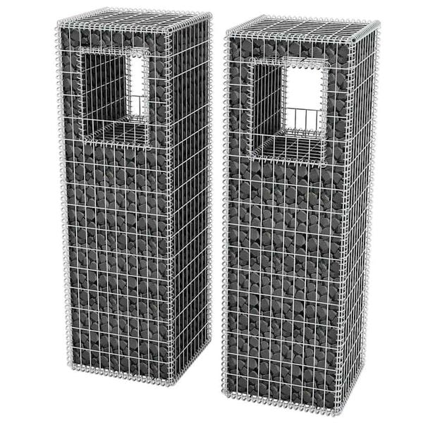 vidaXL Gabion Basket Posts/Planters 2 pcs Steel 50x50x160 cm