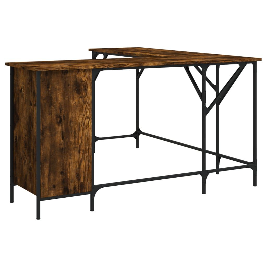 vidaXL Desk Smoked Oak 141x141x75 cm Engineered Wood