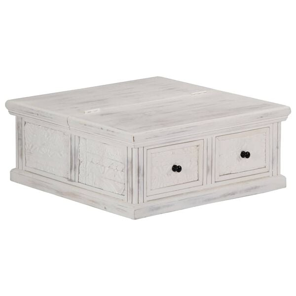 vidaXL Coffee Table White 70x70x30 cm Solid Mango Wood