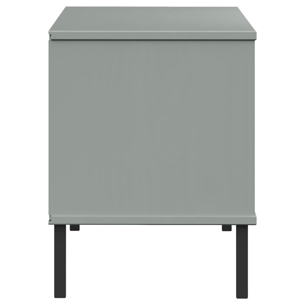 vidaXL Shoe Rack with Metal Legs Grey 106x35x45 cm Solid Wood OSLO