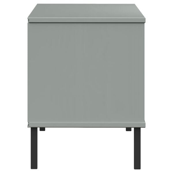 vidaXL Shoe Rack with Metal Legs Grey 106x35x45 cm Solid Wood OSLO