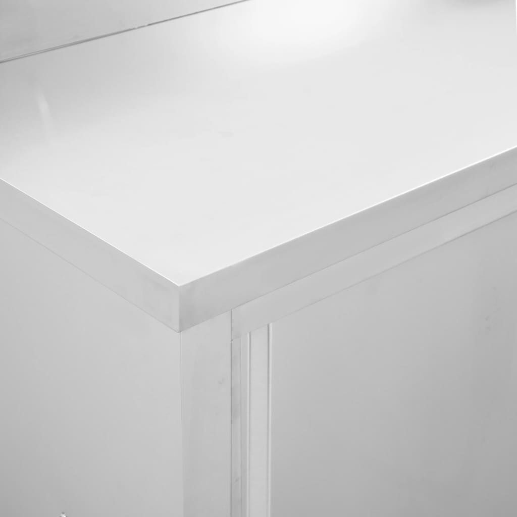 vidaXL Work Tables with Sliding Doors 2pcs 200x50x(95-97)cm Stainless Steel