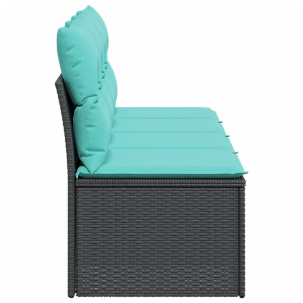 vidaXL Garden Sofa with Cushions 4-Seater Black Poly Rattan