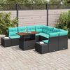 vidaXL Garden Dining Set with Cushion 9 pcs Black and Teal