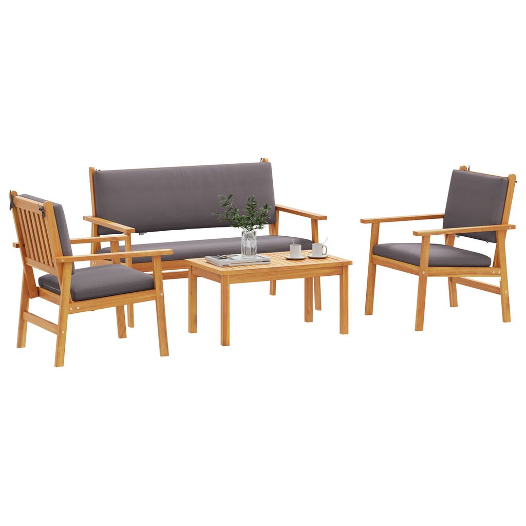 vidaXL 4 Piece Garden Sofa Set with Cushions Solid Wood Acacia