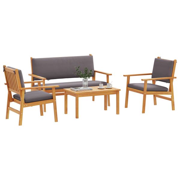 vidaXL 4 Piece Garden Sofa Set with Cushions Solid Wood Acacia