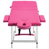 vidaXL Foldable Massage Table 3 Zones Aluminium Pink