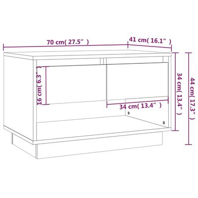 vidaXL TV Cabinet Smoked Oak 70x41x44 cm Engineered Wood