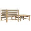 vidaXL 2 Piece Garden Lounge Set with Cream White Cushions Bamboo
