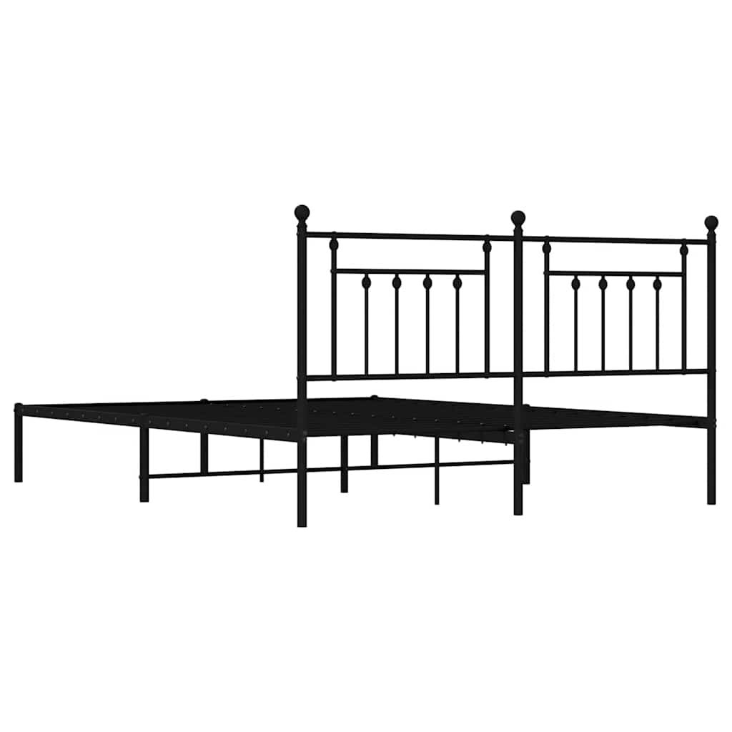 vidaXL Metal Bed Frame without Mattress with Headboard Black 183x213cm