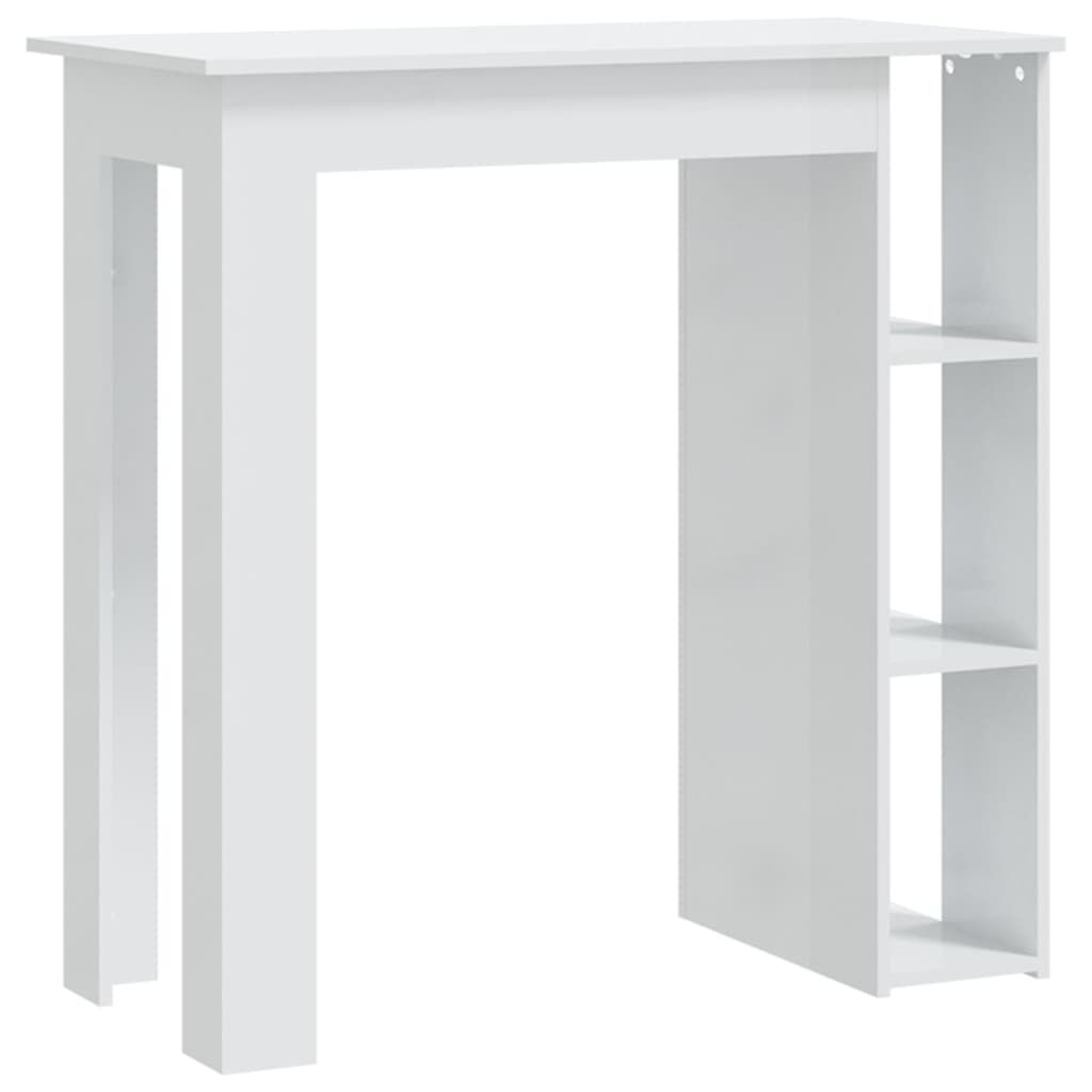 vidaXL Bar Table with Shelf High Gloss White 102x50x103.5 cm Engineered Wood